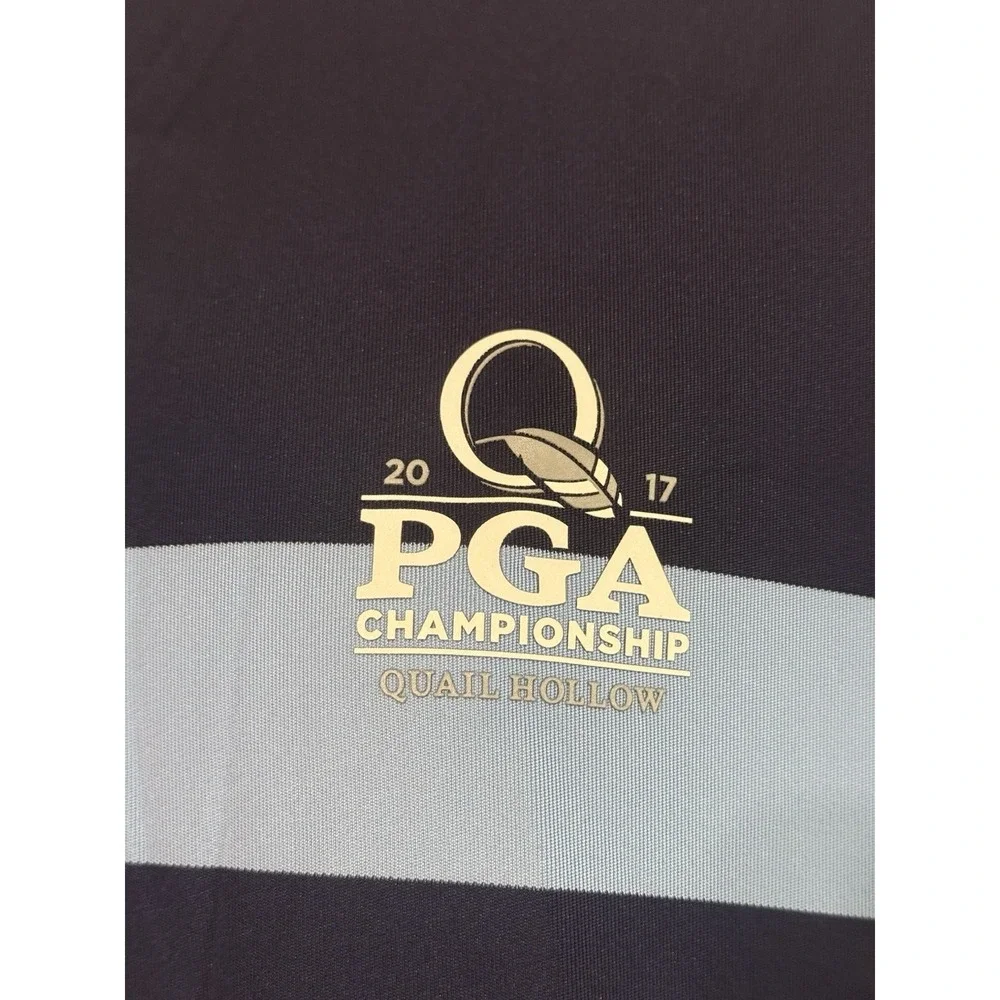 Polo Ralph Lauren Golf Polo Sz L Blue White Striped PGA Quail Hollow Logo - Picture 4 of 14